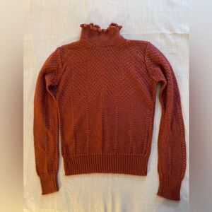 Burgundy Ruffle Neck Sweater